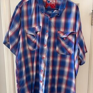 DIXXON Men's Vibrant Blue and Red Plaid Shirt